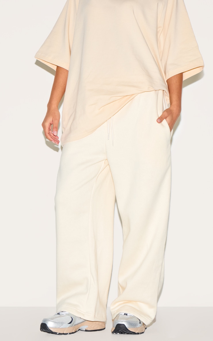Petite Cream Oversized Wide Leg Sweatpants image 1