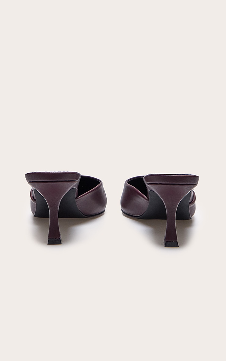 Burgundy PU Point Toe Mid Heeled Mules image 3