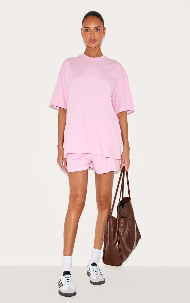 T-shirt oversize en coton rose bonbon à épaules carrées image 3