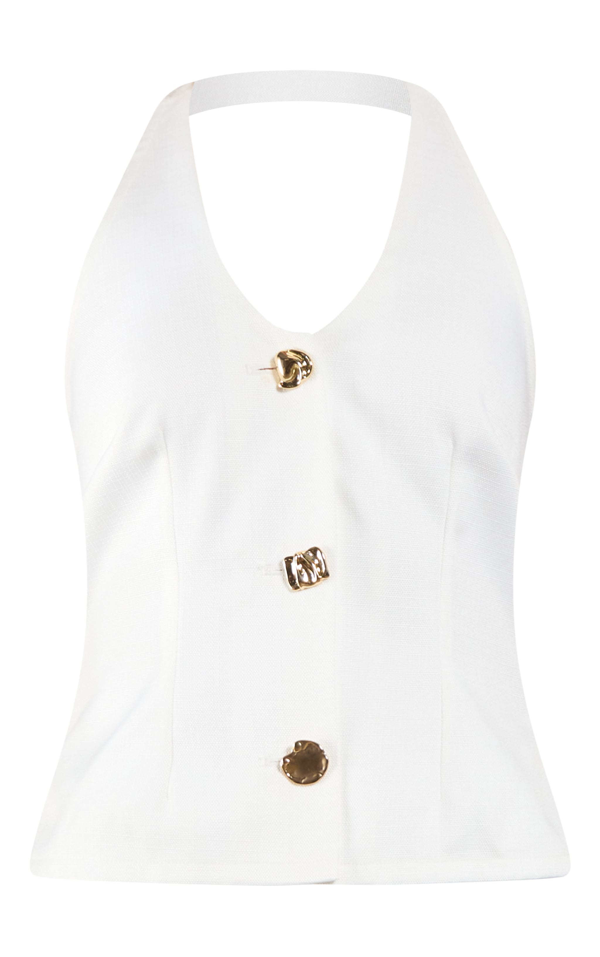 Cream Trim Detail Textured Woven Vest image 5