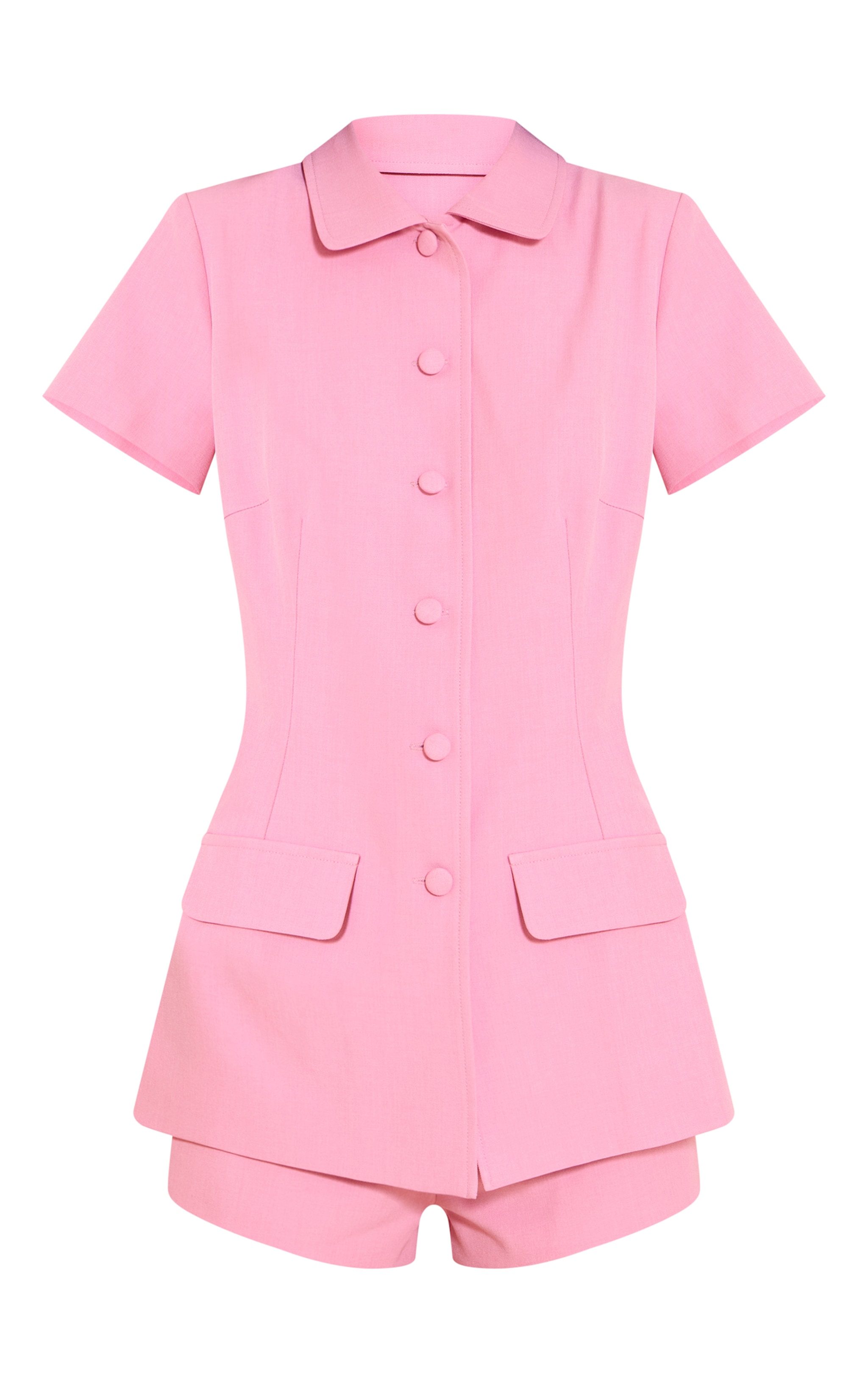Baby Pink Woven Tailored Short Sleeve Playsuit image 5