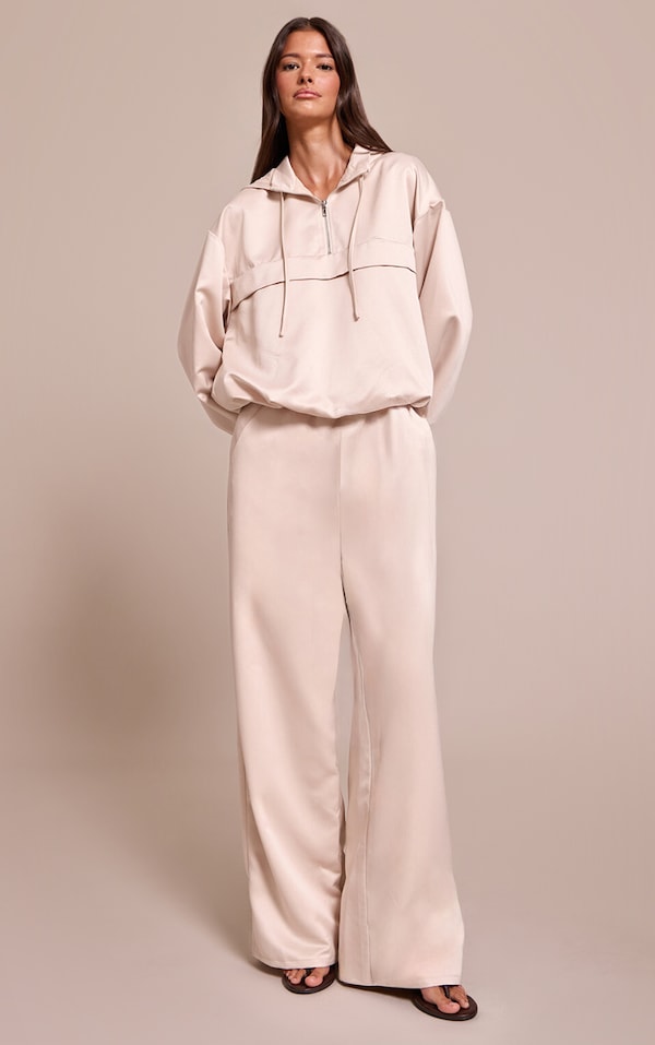 Pantalon large satiné huître