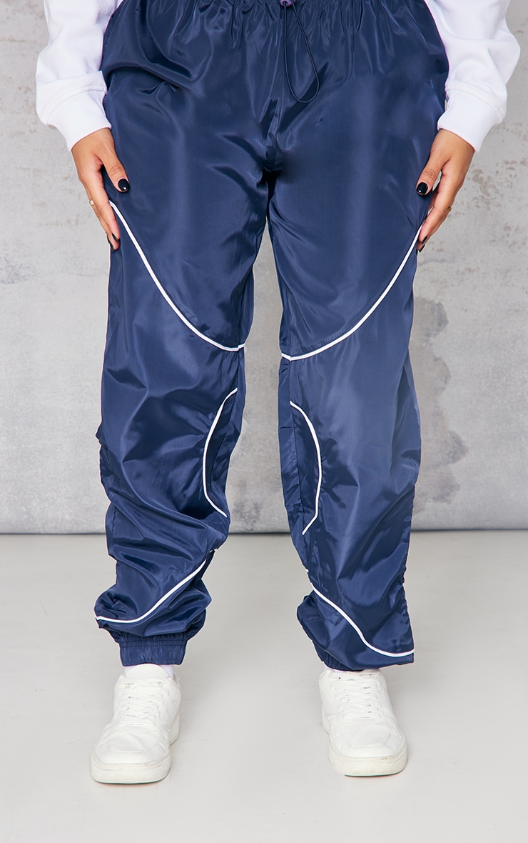 Shape Navy Shell Toggle Waist Panel Detail Sweatpants image 2