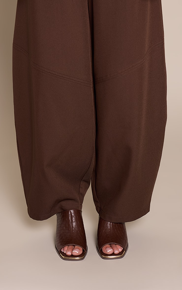 Dark Chocolate Faux Suede Weave Block Mid Heel Mule