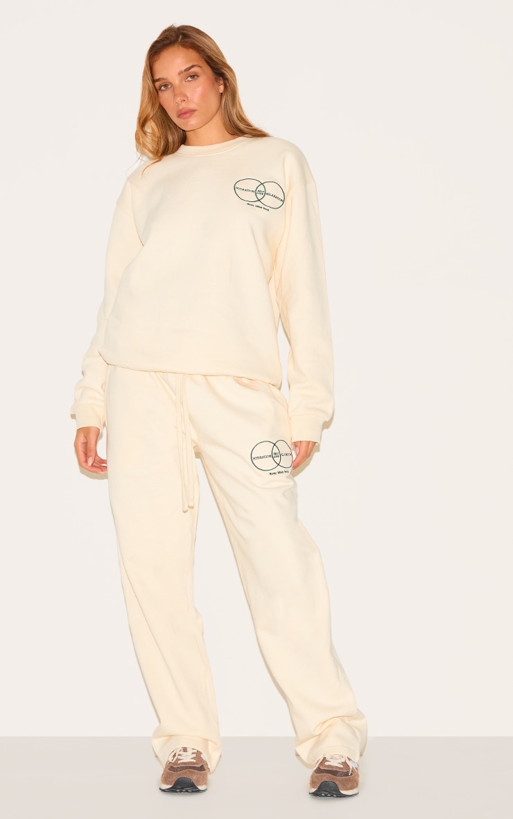 Cream Circle Wellness Premium Print Oversized Sweatshirt image 3