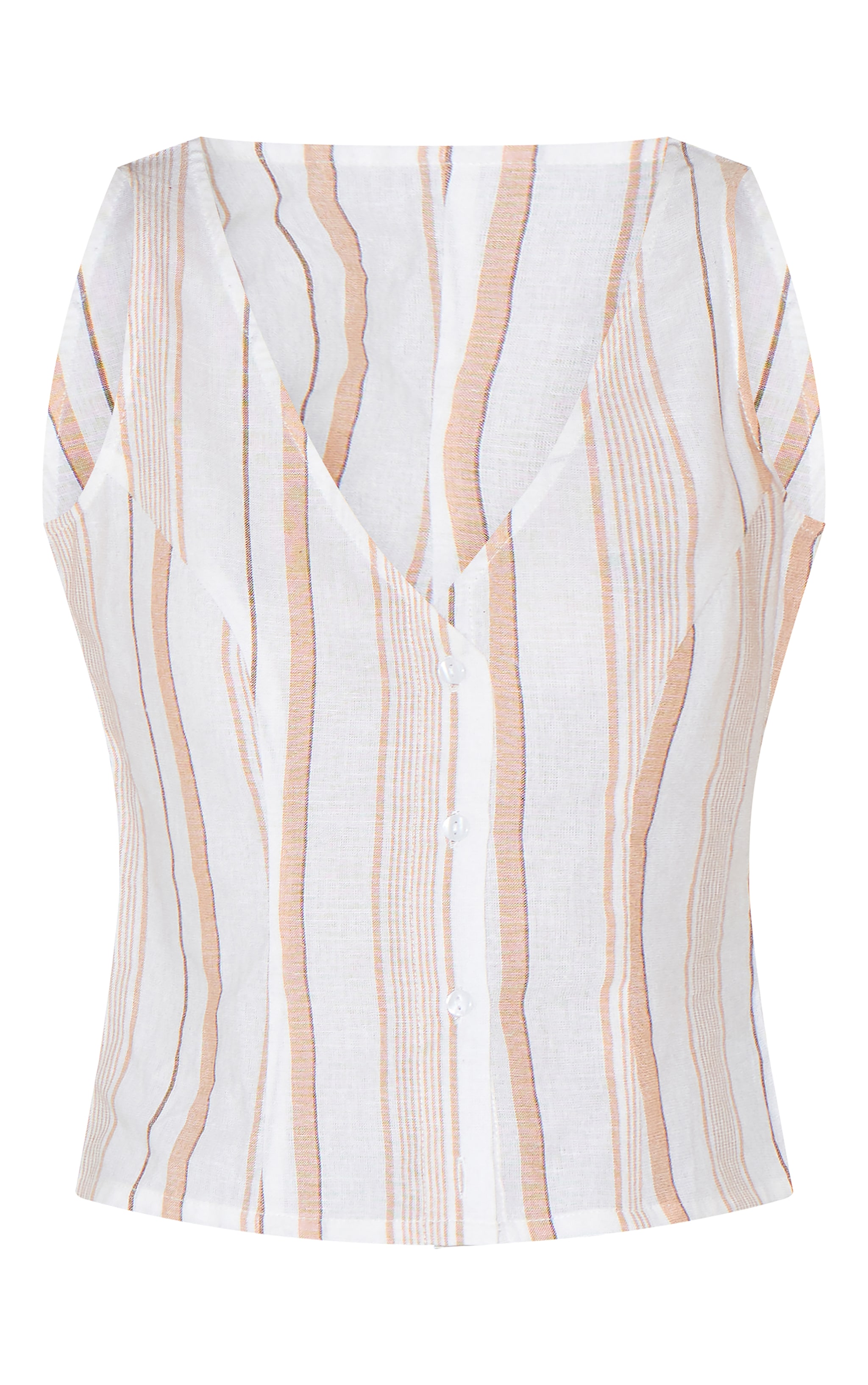 Gilet beige léger tissé à rayures image 5