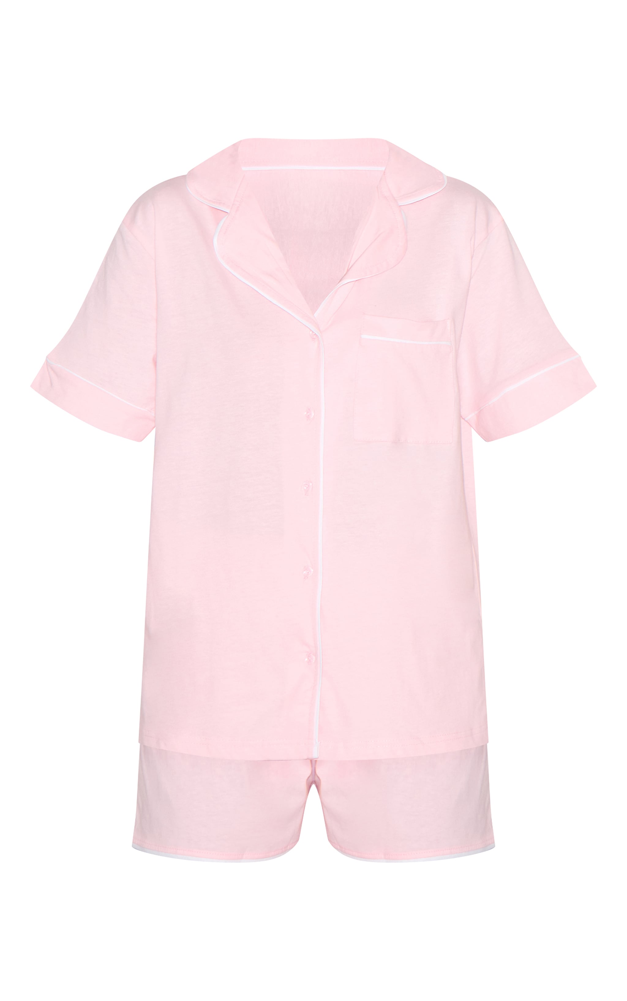 Pink Jersey Piping Short Pj Set image 5