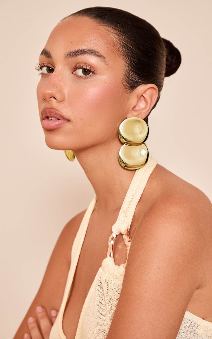 Gold Molten Drop Earrings image 1