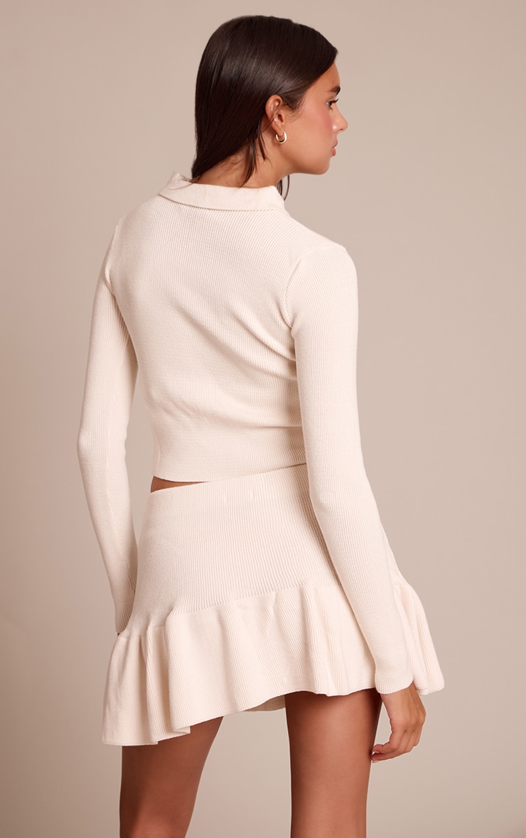 Cream Button Through Knit Top image 2