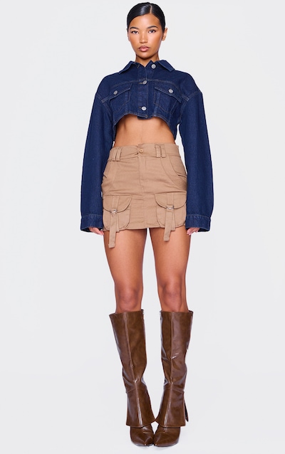 Mocha Cargo Pocket Detail Micro Mini Skirt