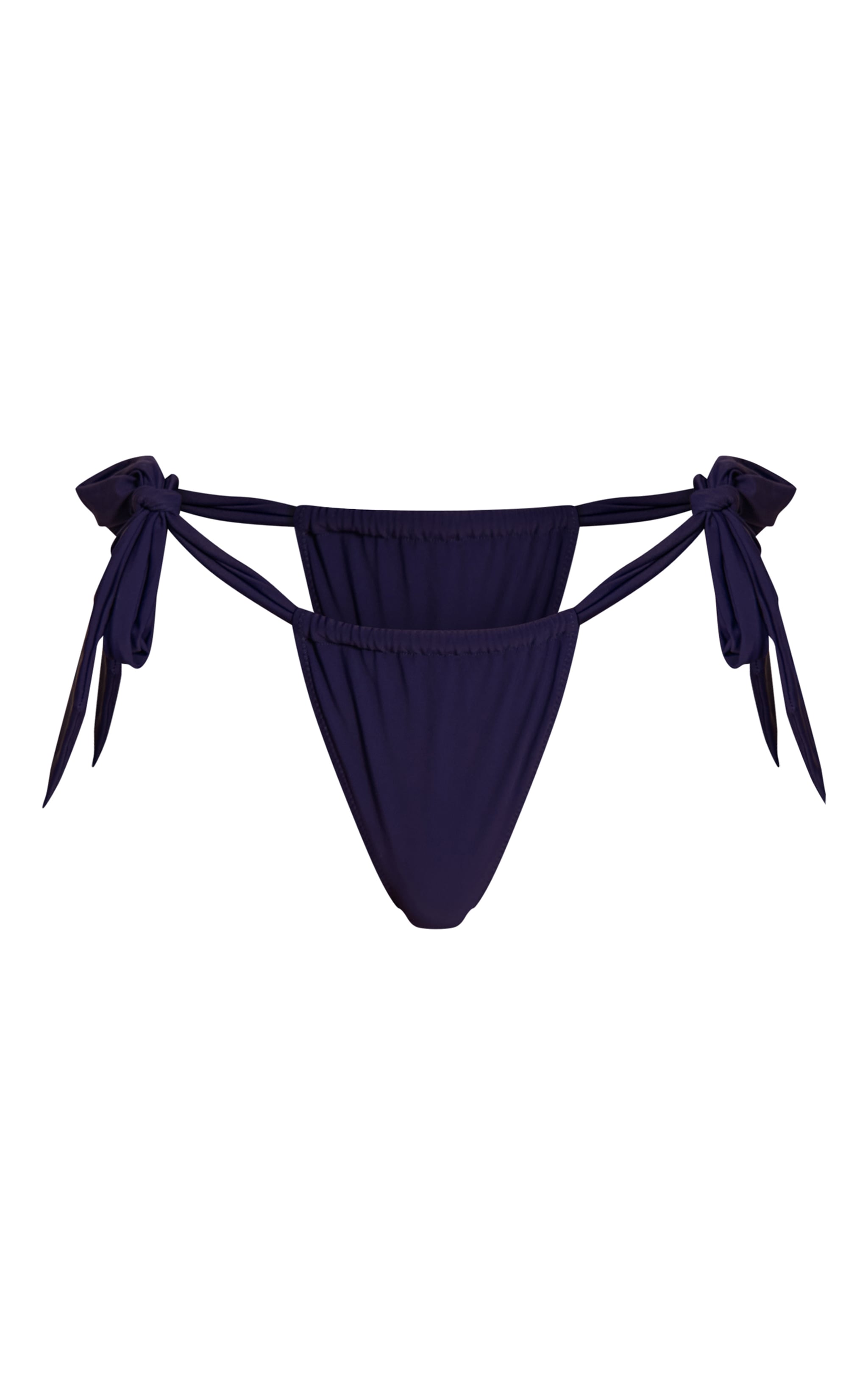 Bas de maillot de bain bleu marine froncé à noeuds noués sur les côtés image 5