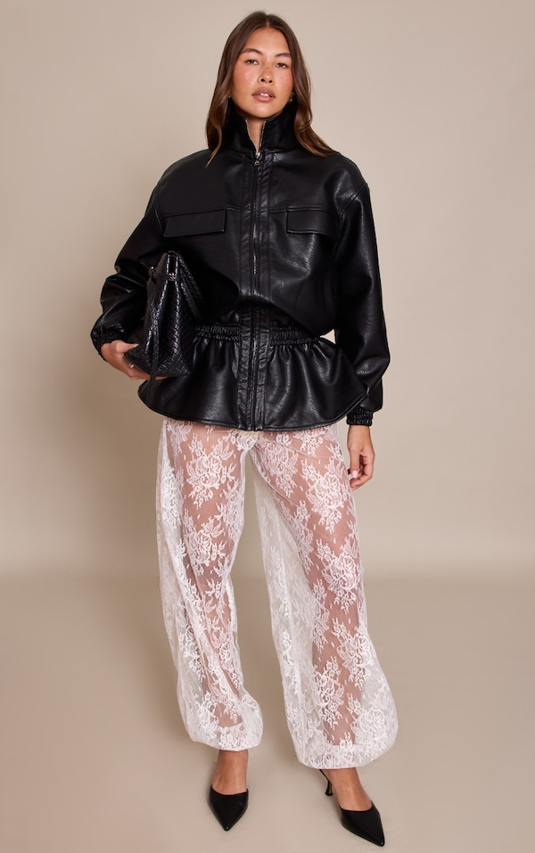 White Lace Balloon Pants 