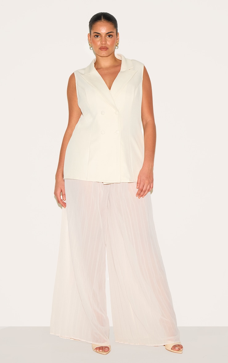 Plus Almond Vest Overlay Chiffon Jumpsuit image 1