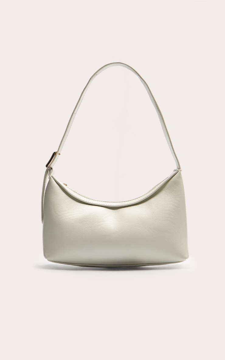 Cream PU Simple Buckle Strap Shoulder Bag image 2