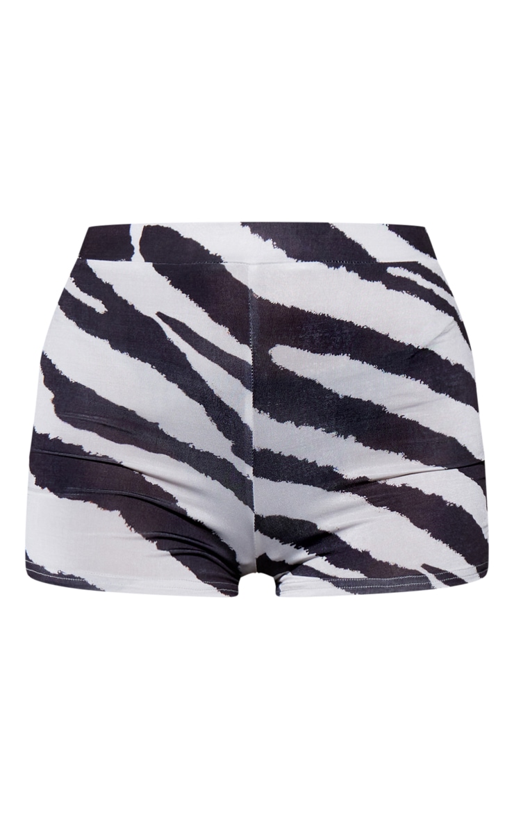 Black Zebra Print High Waisted Shorts image 6