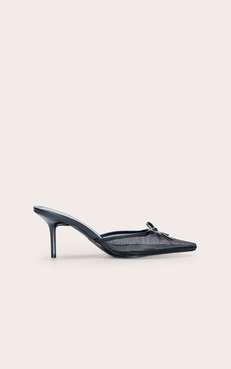 Black Mesh Bow Detail Mule image 1