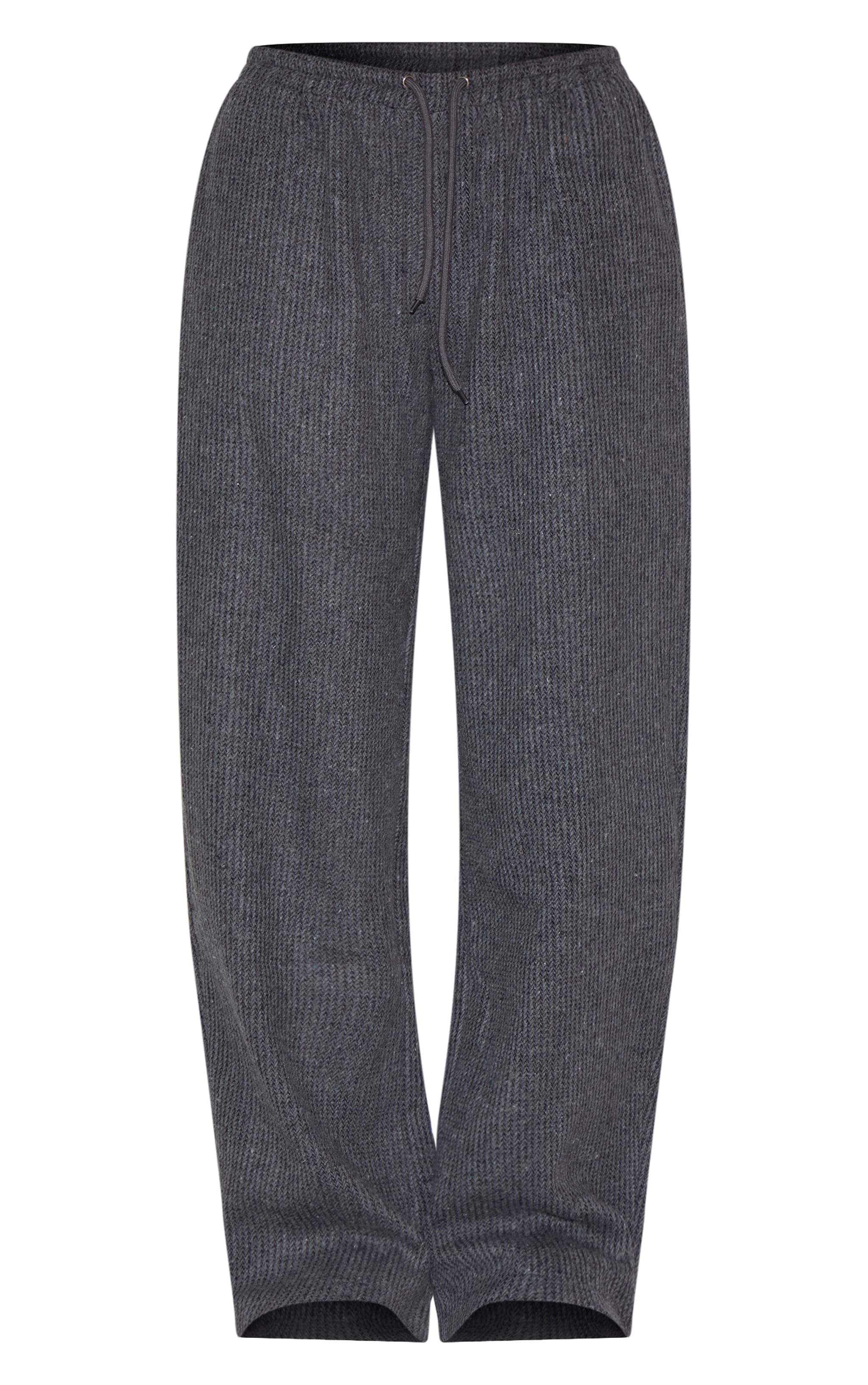 Charcoal Textured Low Rise Drawstring Straight Leg Pants image 5