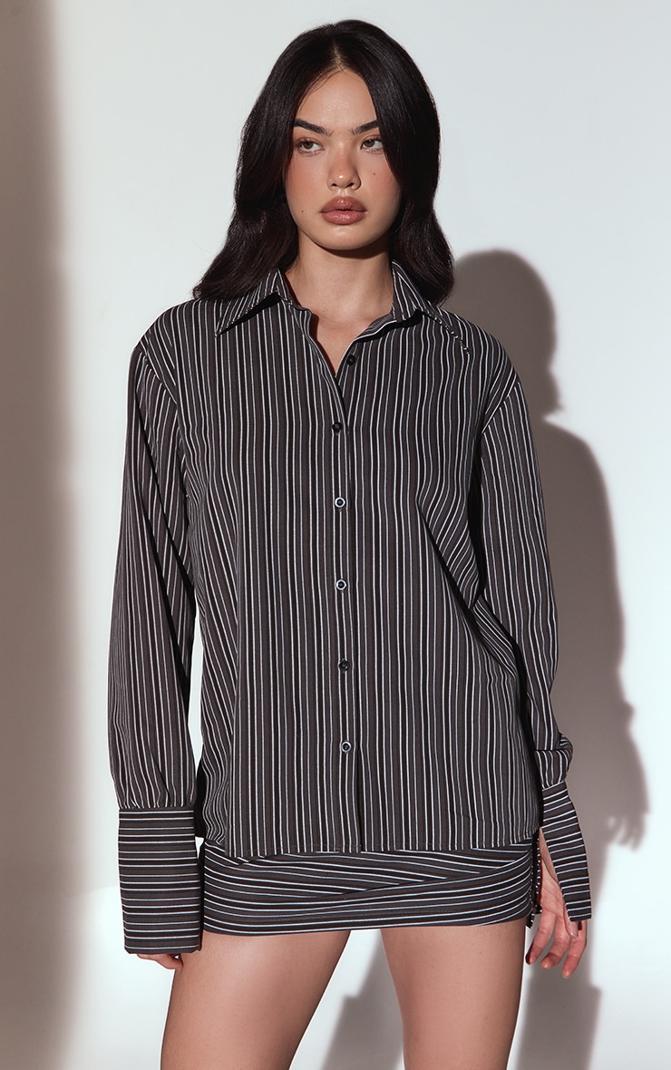 Black Asymmetric Stripe Skirt  image 4