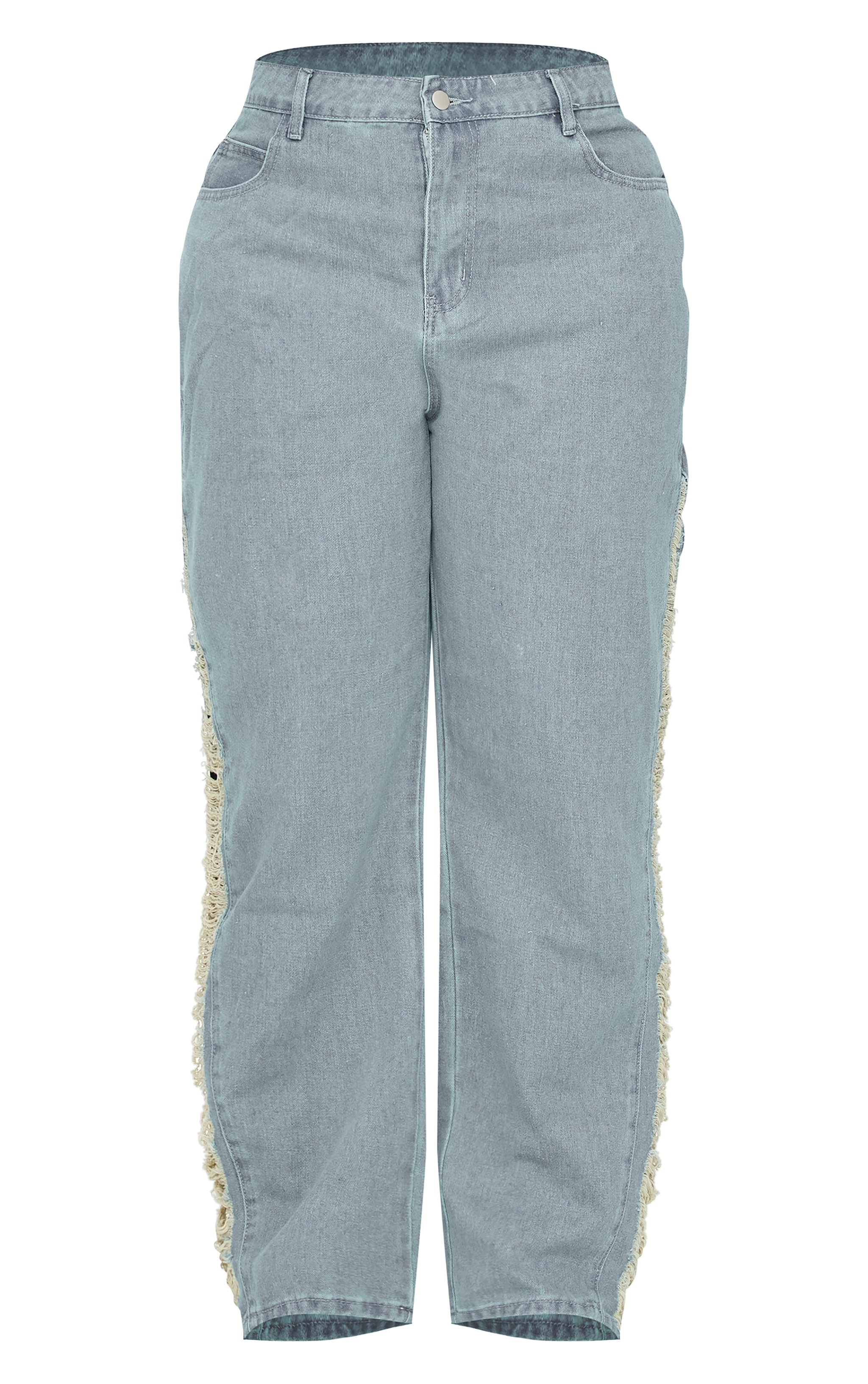 Plus Vintage Wash Extreme Fraying Detail Wide Leg Denim Jeans image 5