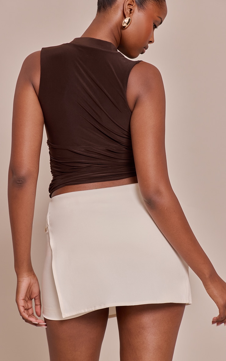 Cream Woven Belt Detail Mini Skirt image 3