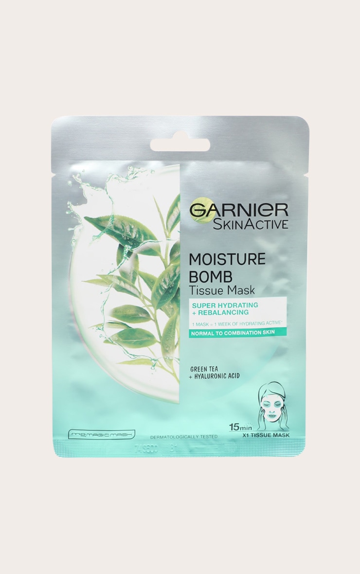 Garnier Moisture Bomb Hydrating Green Tea Face Sheet Mask Combination Skin image 1