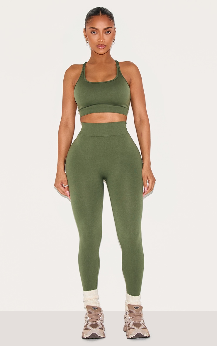 Shape Forest Green Seamless Active Ruched Bum Highwaisted Leggings image 1