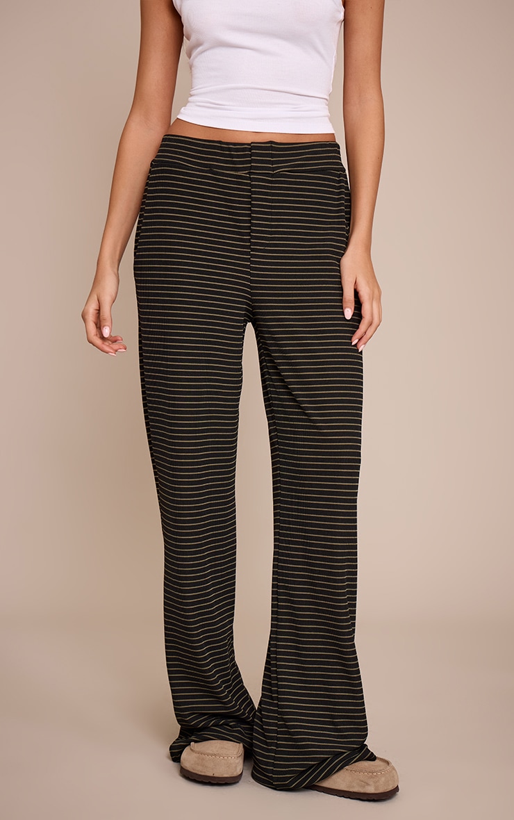 Multi Striped Boyfriend Style Wide Leg Pants image 2