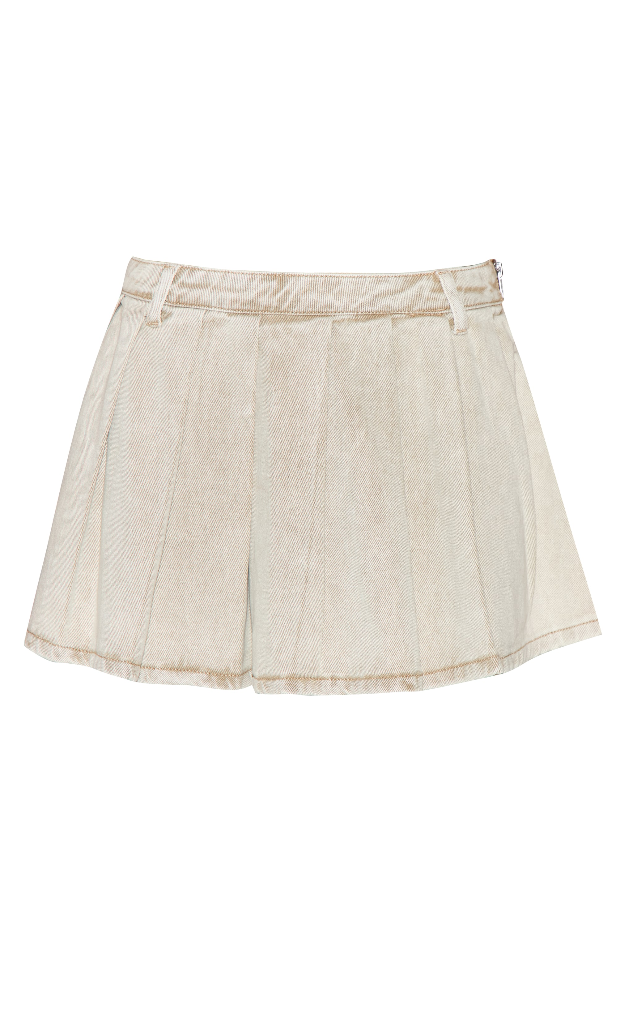 Mini-jupe en jean plissé taille basse délavé image 6