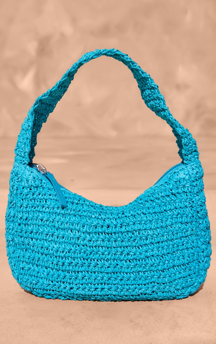 Blue Raffia Shoulder Bag image 2