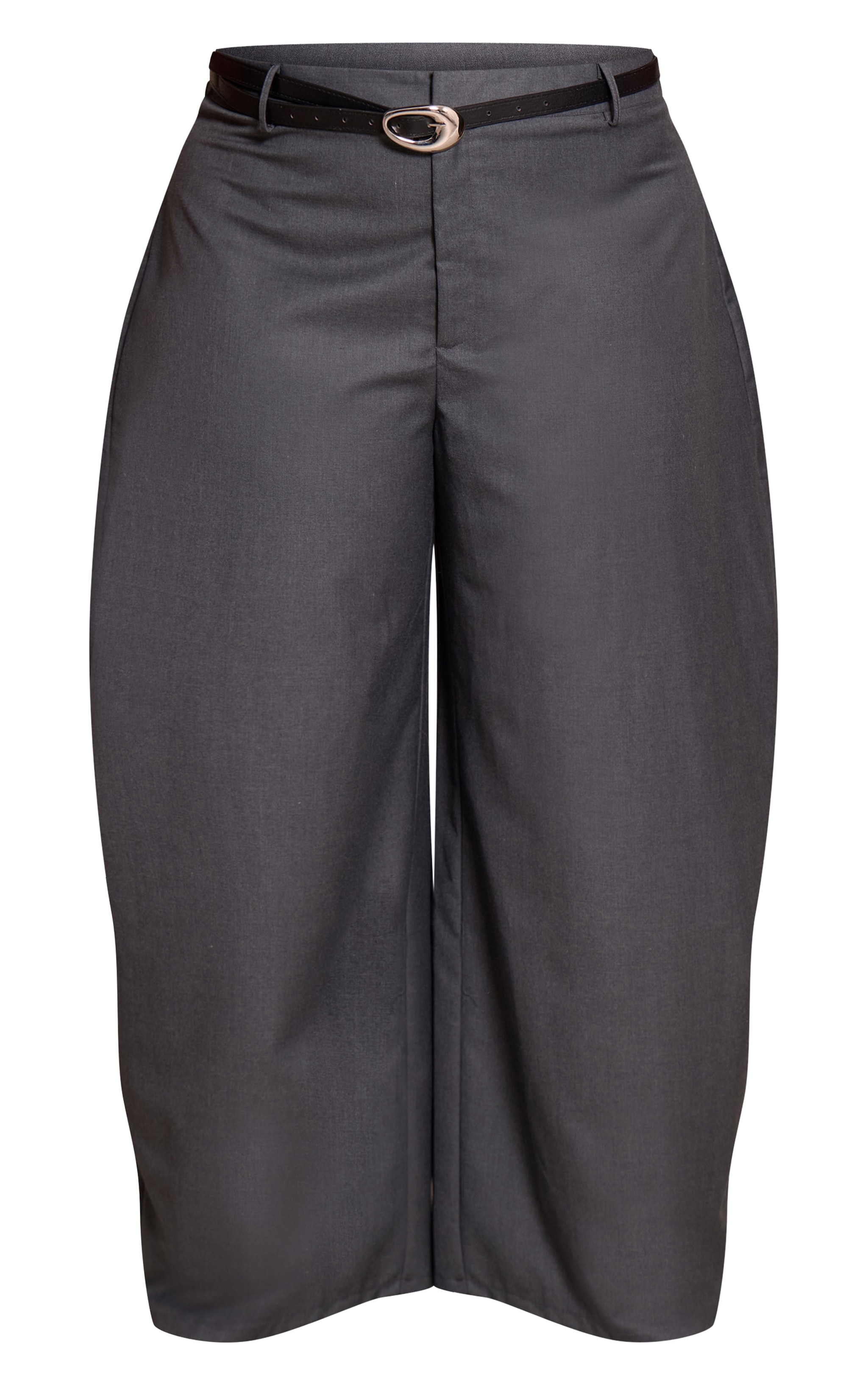 Plus Charcoal Belted Wide Leg Pants image 5