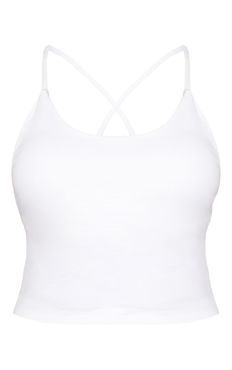 White Sculpt Strappy Longline Sports Bra image 5