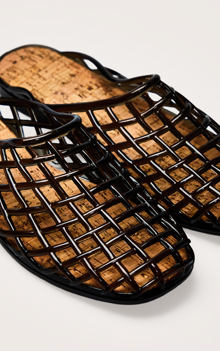 Black Jelly Cork Sole Mules image 5