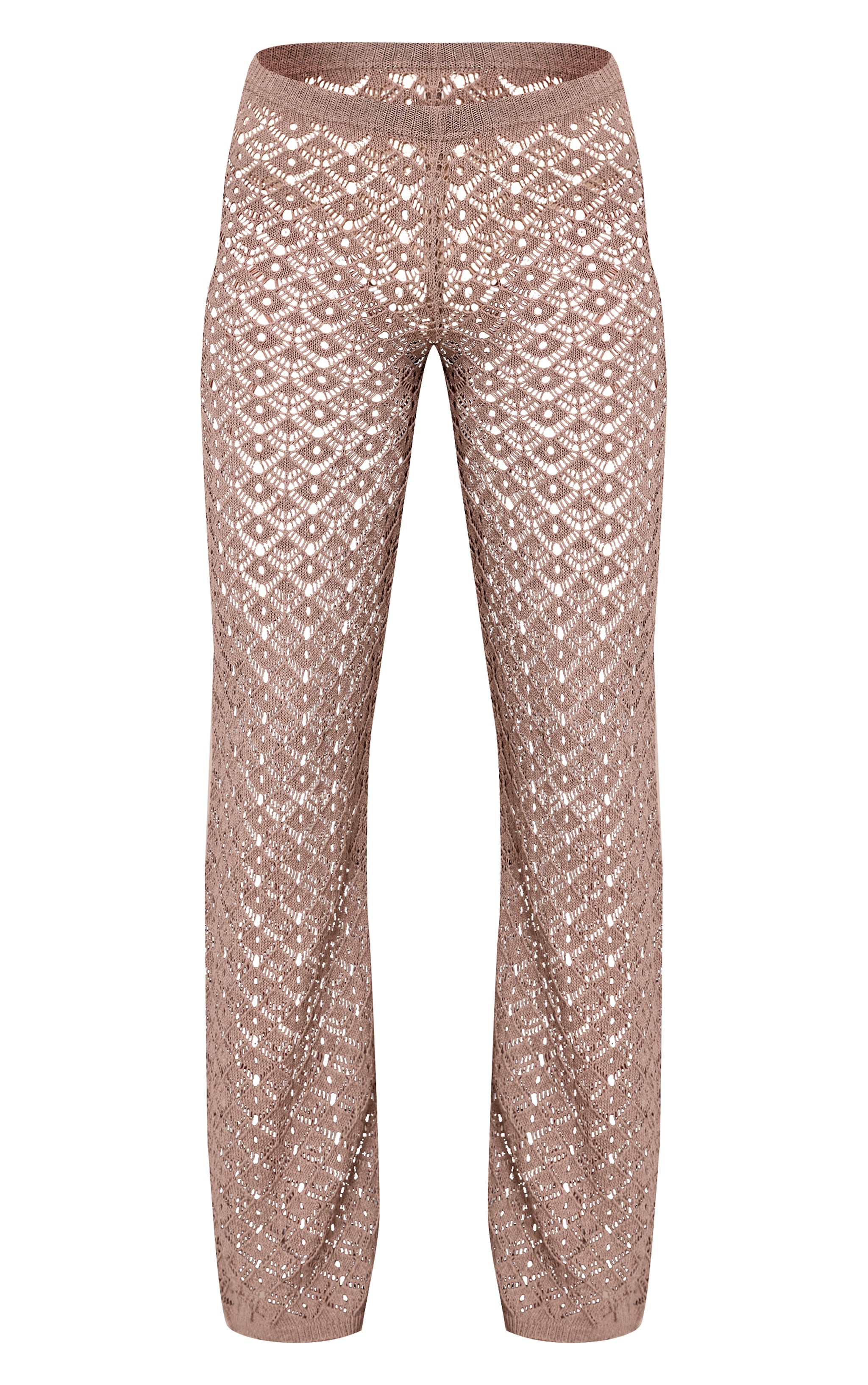 Taupe Crochet Knit Pants image 5