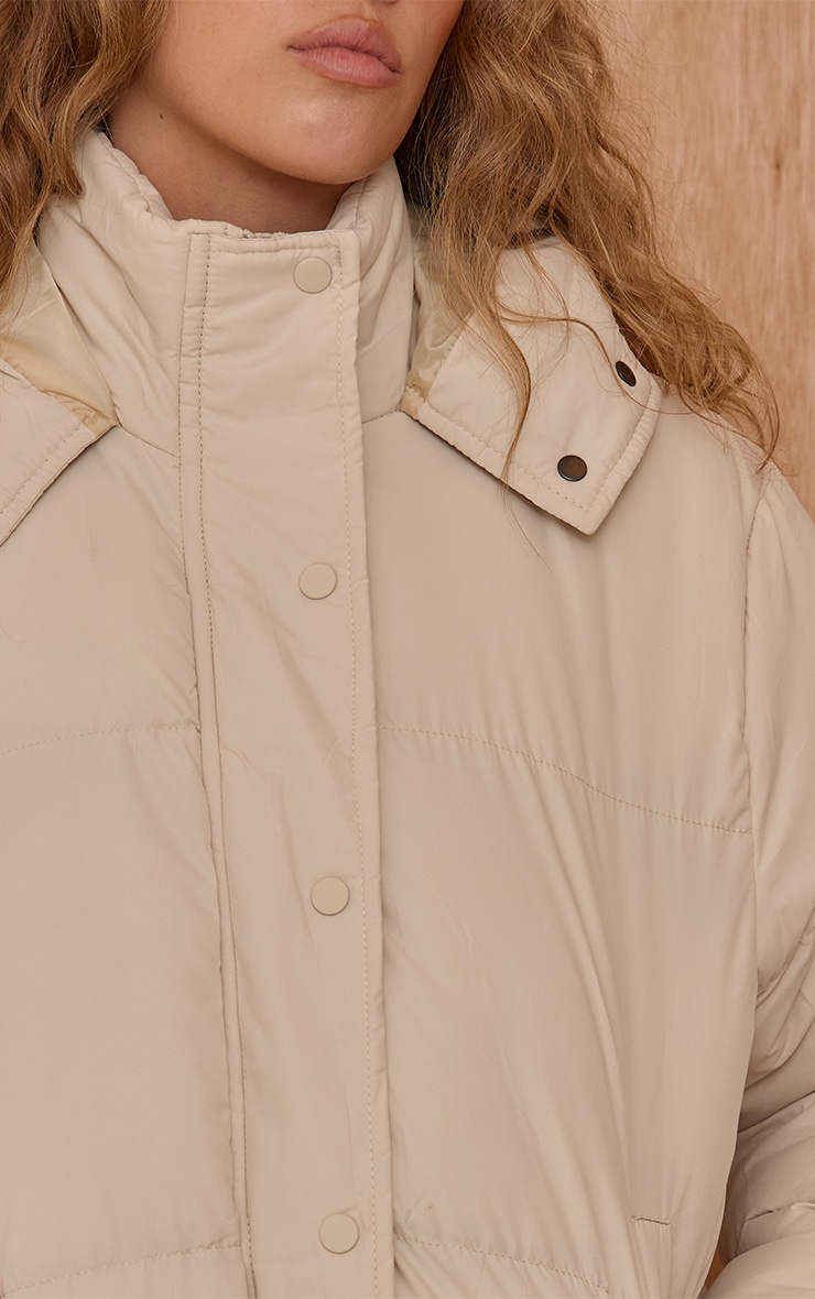Cream Hooded Puffer Coat image 4