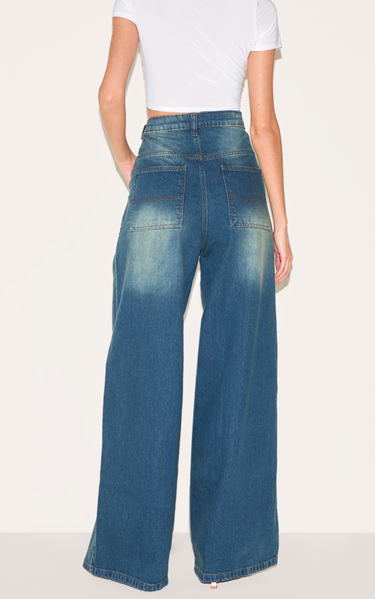 Jean style large vintage délavé à taille mi-haute image 3