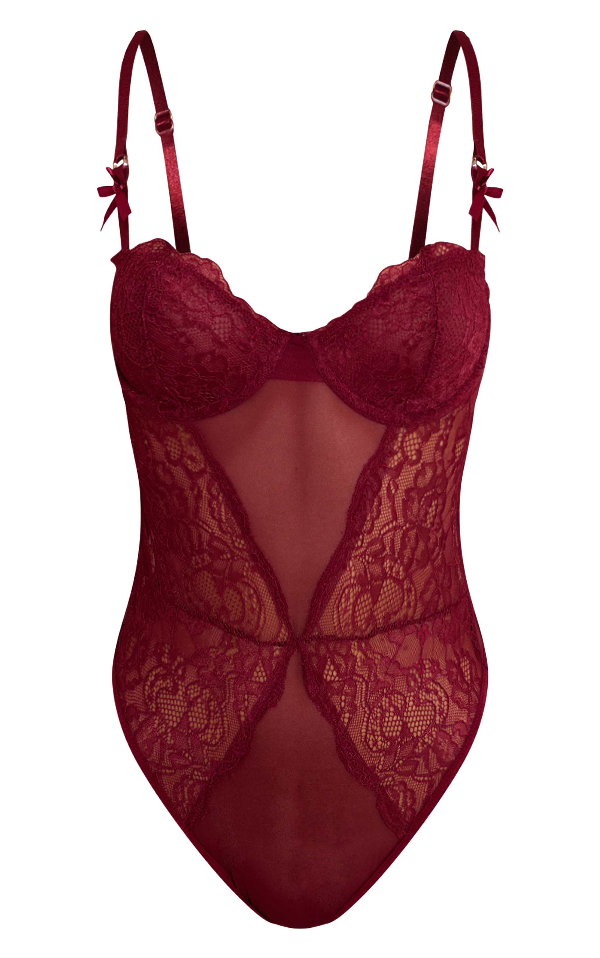 Body de lingerie en dentelle rouge vin à armatures image 5