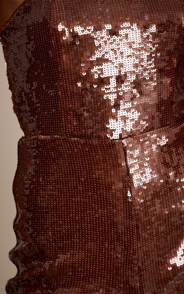 Chocolate Bandeau Sequin Unitard Playsuit image 4