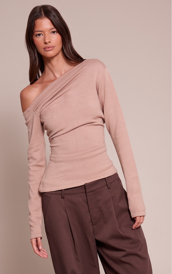 Chocolate Asymmetric Knitted Top