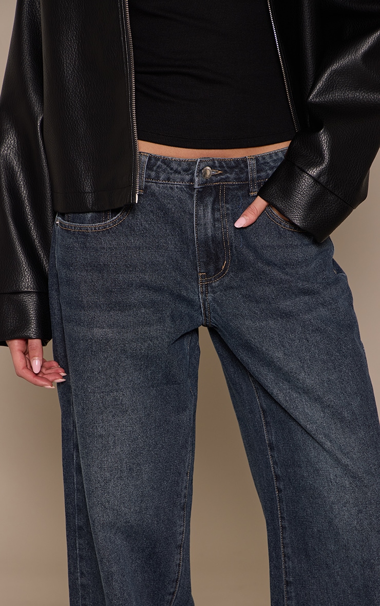 Dark Vintage Low Rise Wide Leg Jeans image 4