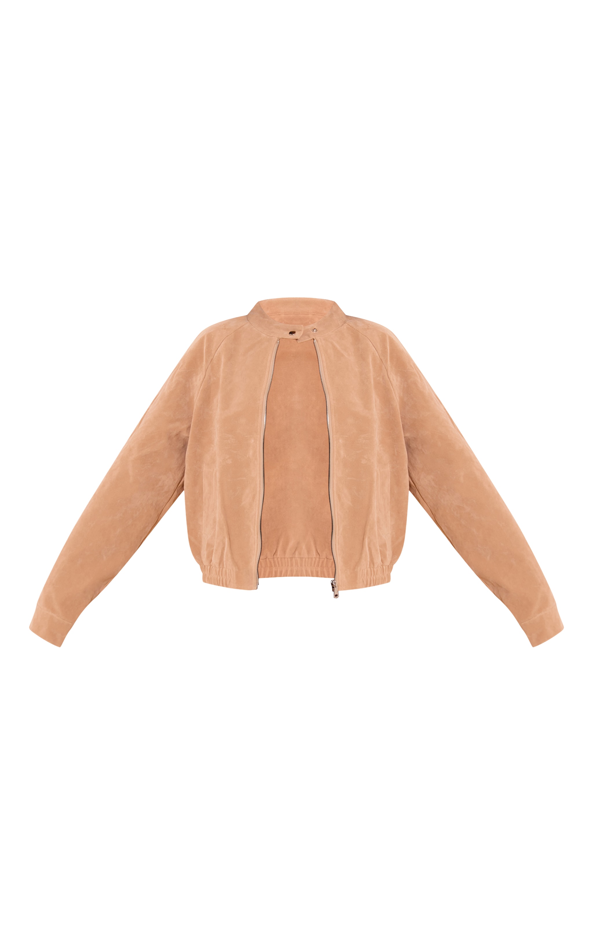 Sand Faux Suede Racer Neck Jacket image 5