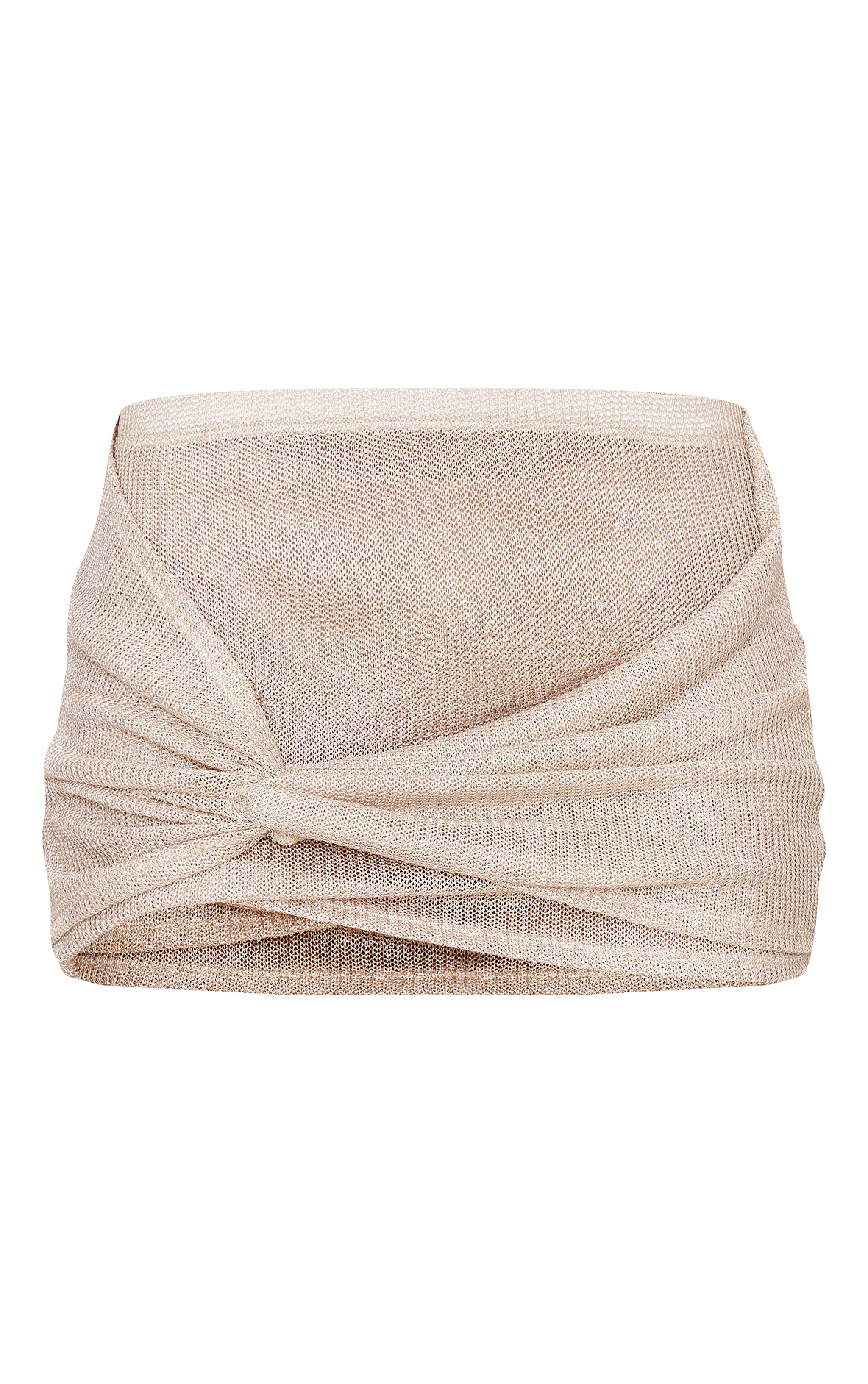 Gold Metallic Knit Knot Detail Mini Skirt image 6