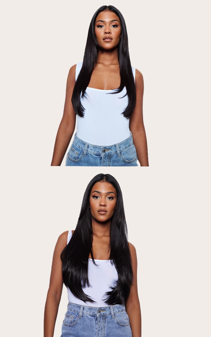 Lullabellz Thick 24` 1 Piece Straight Clip In Hair Extensions Raven image 3