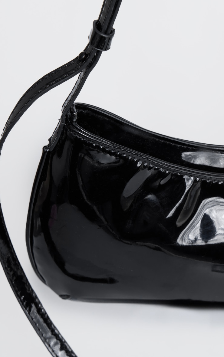 Black Patent Handle Slim Shoulder Bag image 3