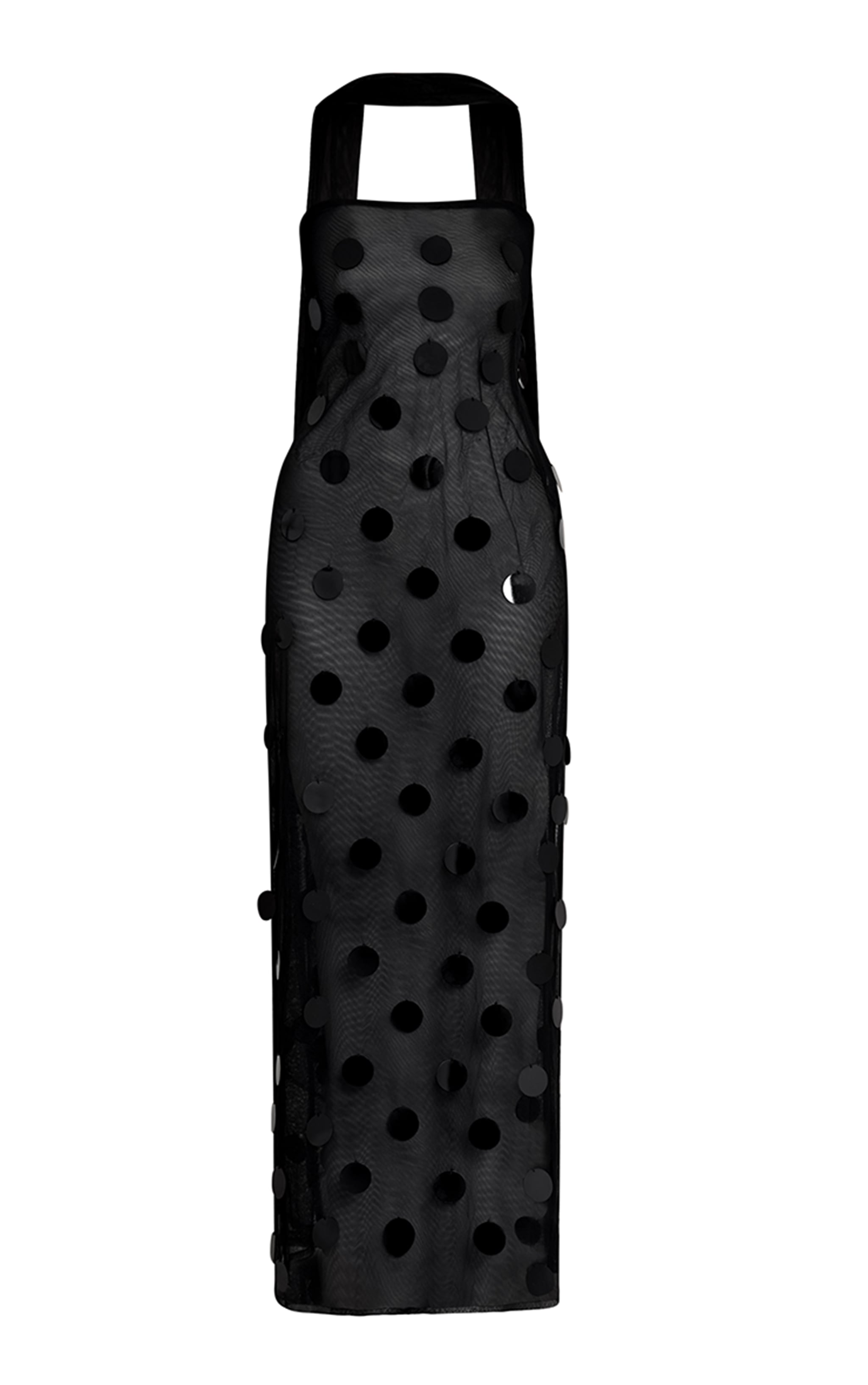 Robe bustier longue deluxe noire transparente à détail foulard et sequins en disques image 5