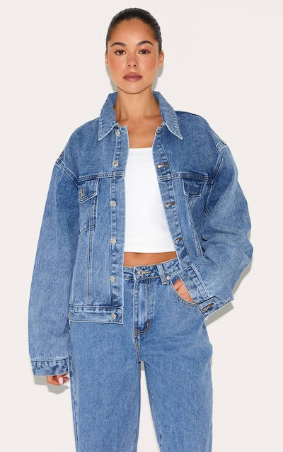 Veste oversize classique en jean bleu moyen délavé