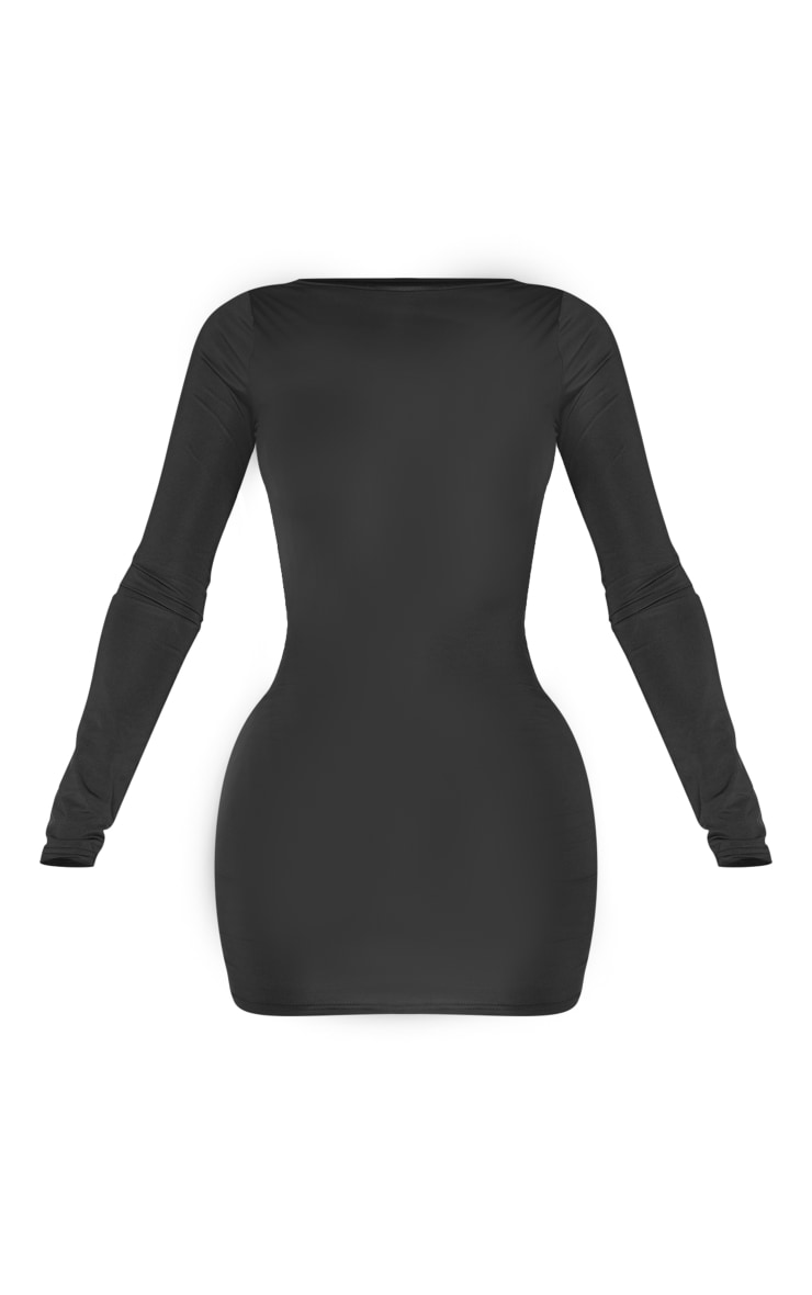 Shape Black Soft Touch Strappy Back Long Sleeve Mini Dress image 5