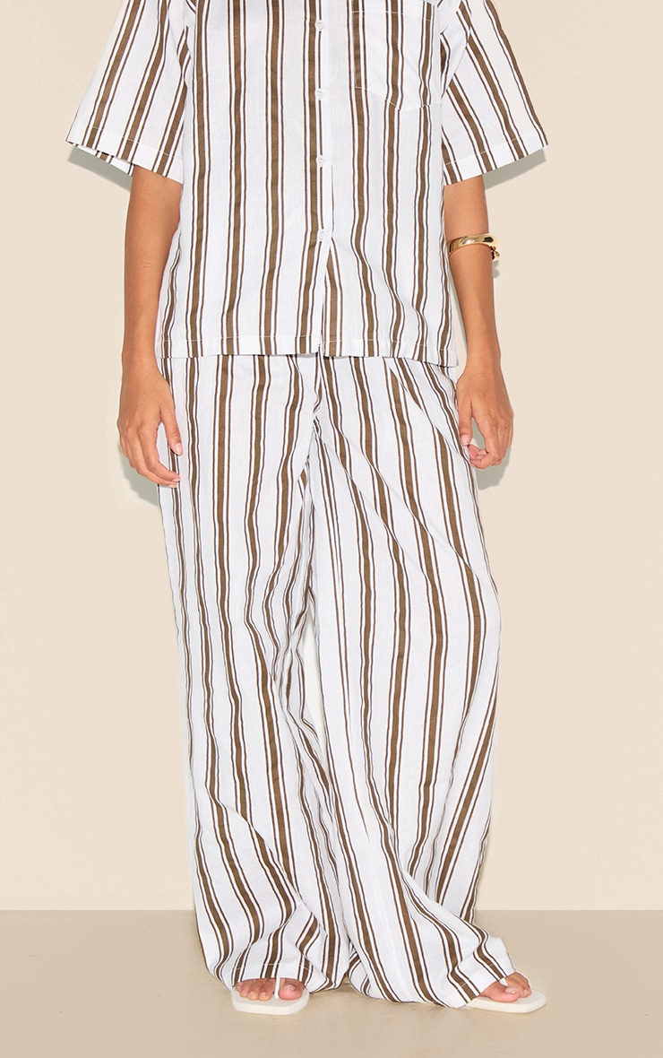 Beige Striped Wide Leg Pants image 2