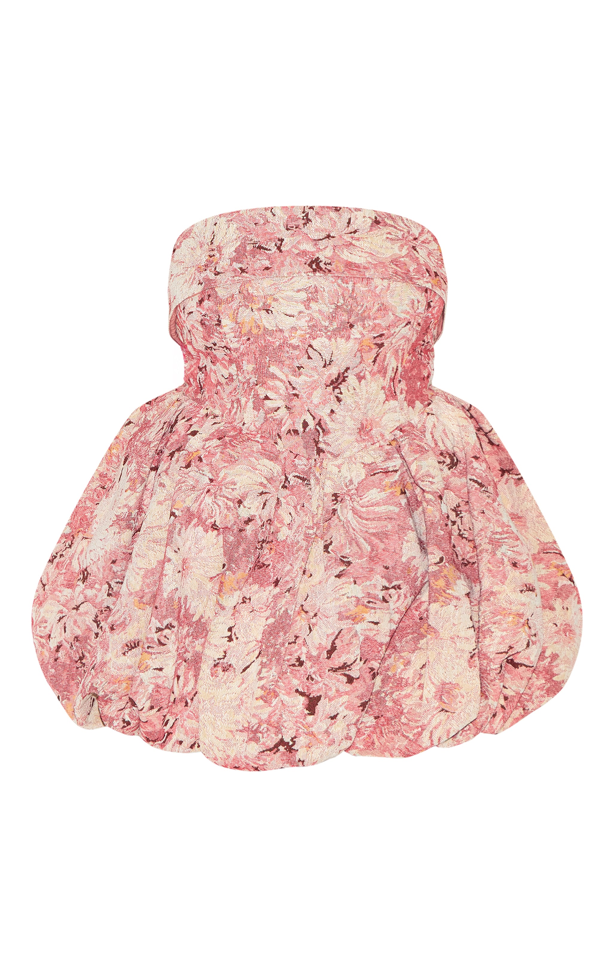 Plus Pink Floral Tapestry Bandeau Extreme Puffball Dress image 5