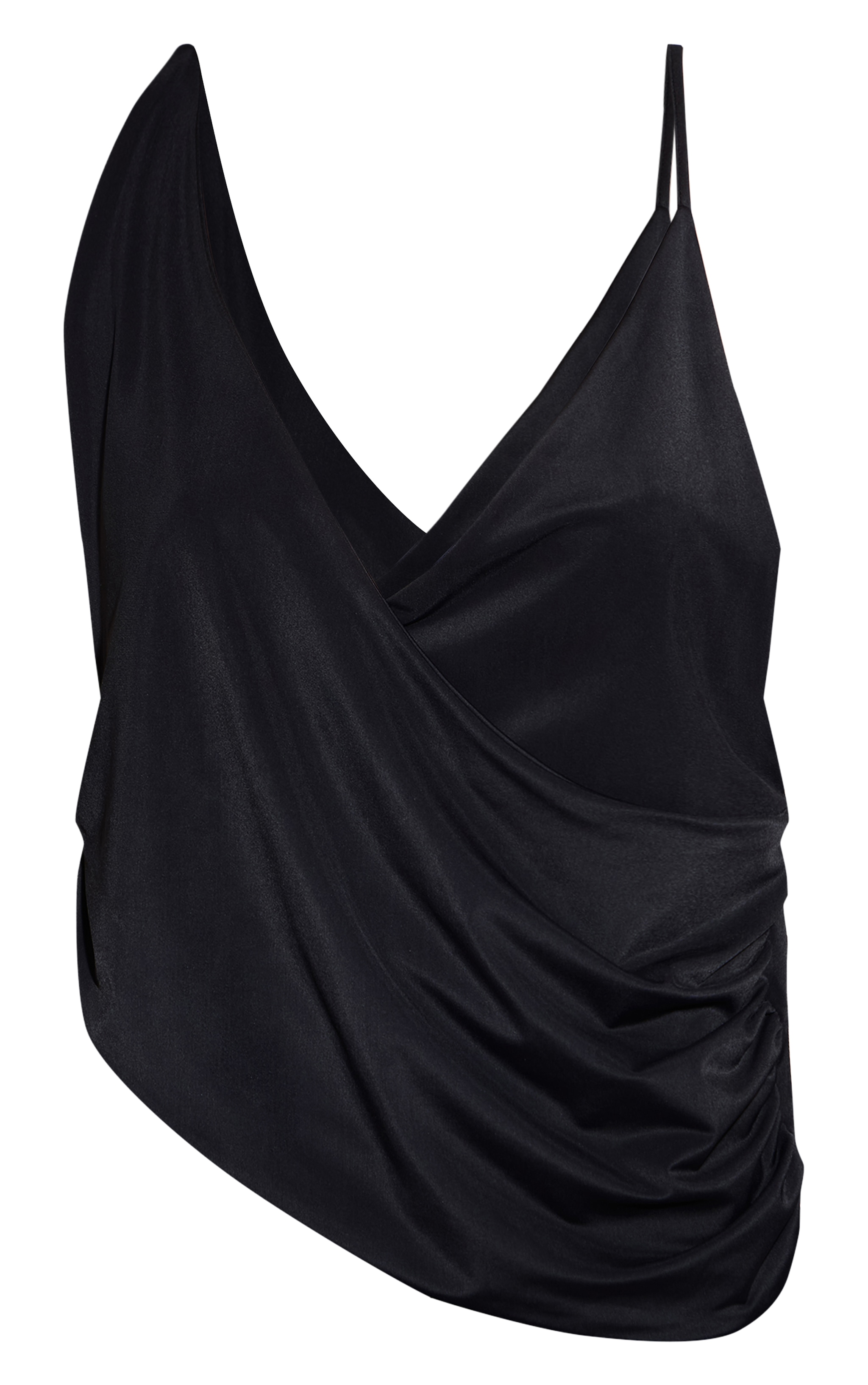 Black Matte Sculpt Plunge Cowl Backless Long Top image 5