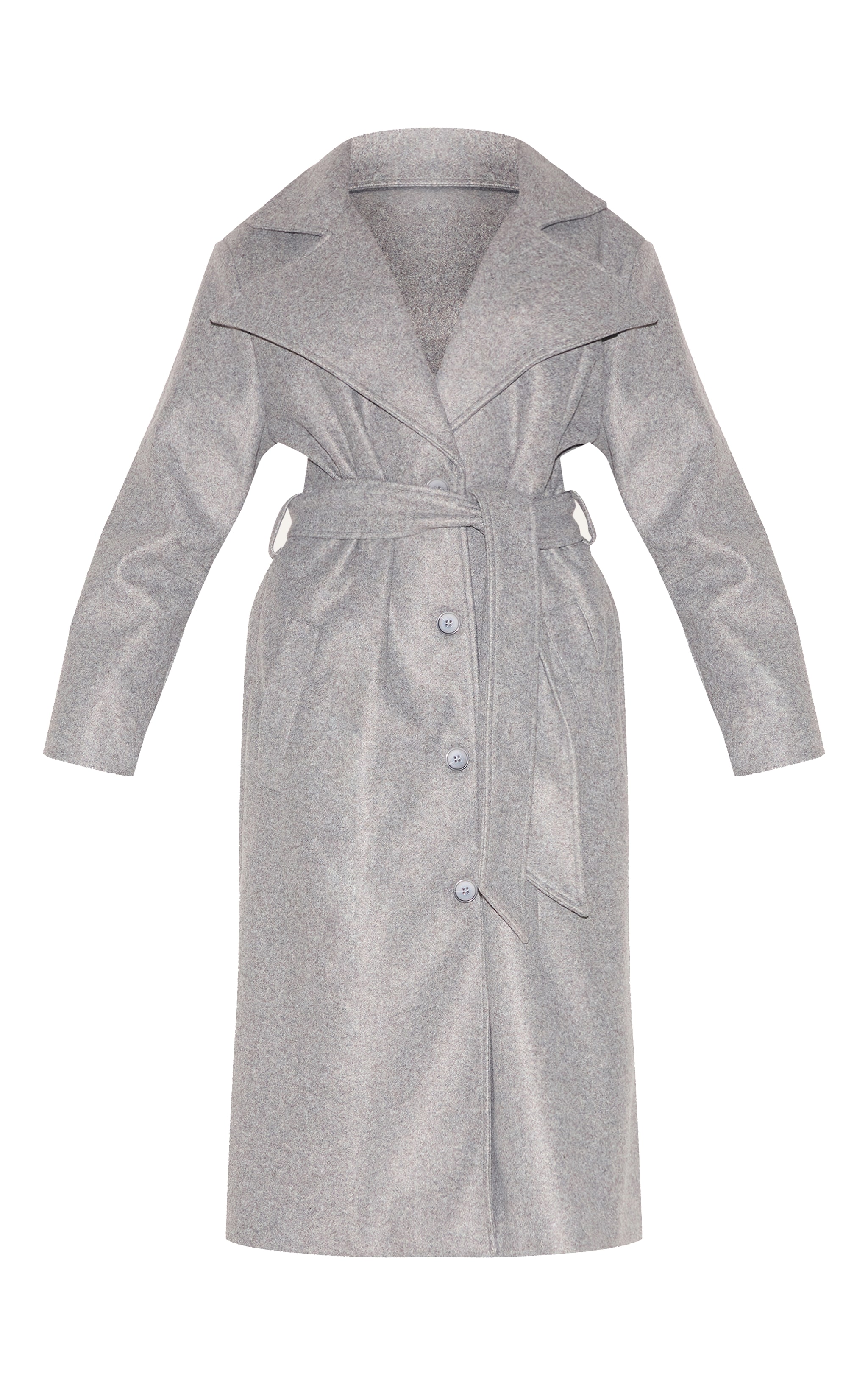 Grey Oversized Wool Look Trench Coat image 5